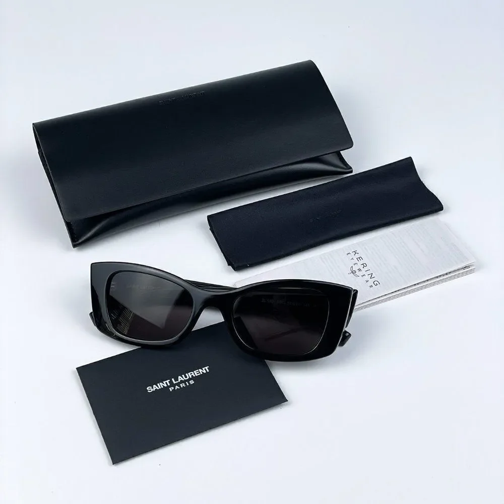 NEW Saint Laurent SL593 001 Black Square Unisex Sunglasses